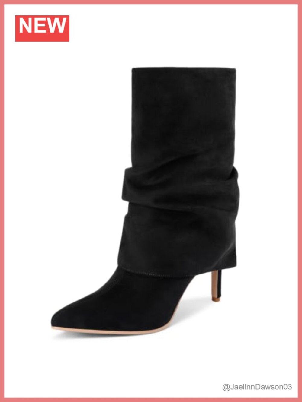 Slouch Ankle Boots Stiletto Heel Pointed Toe Faux Leather Zip